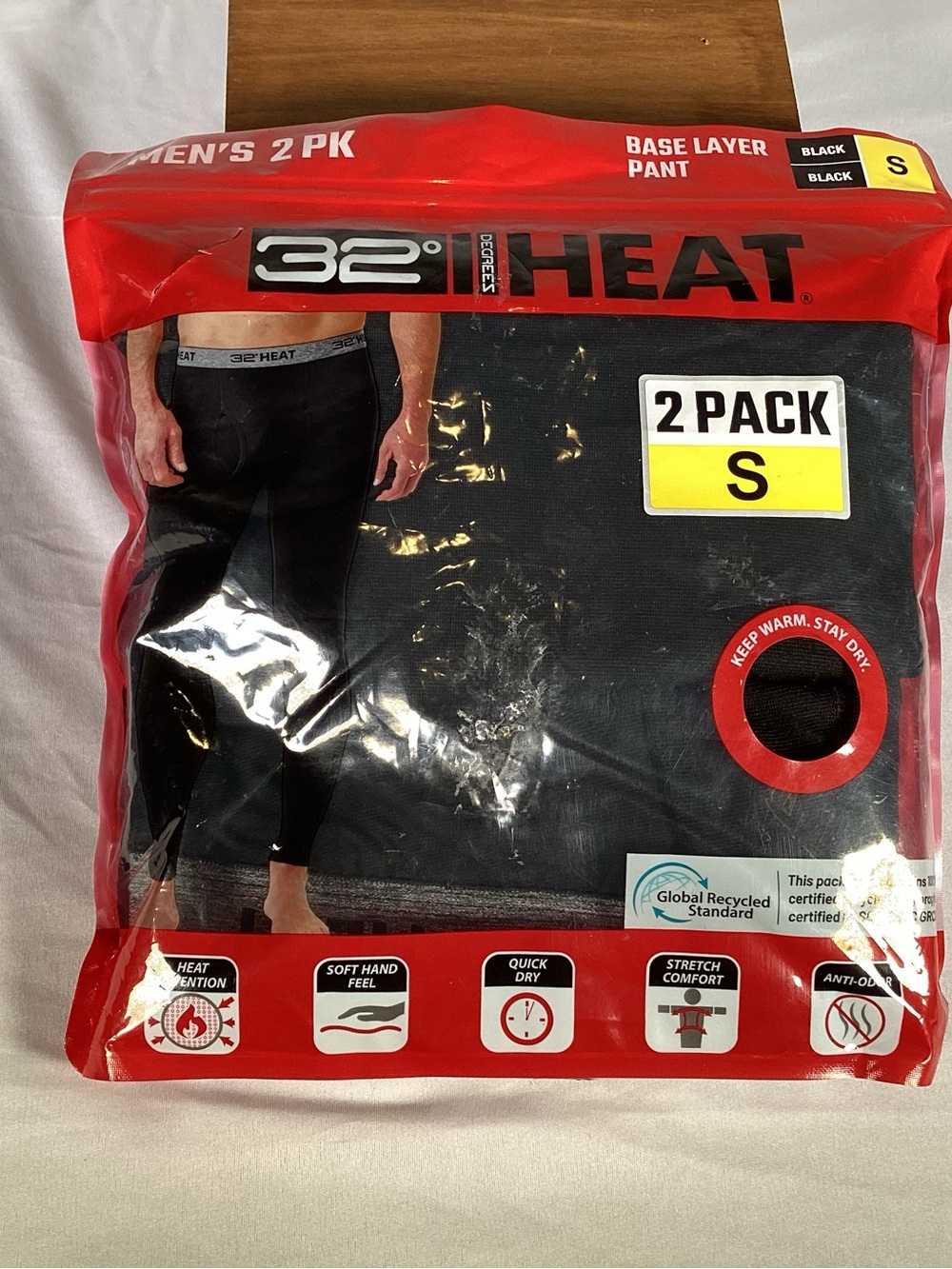 32 Degrees Heat Men's Boxer Briefs Black (2-Pack, S)
